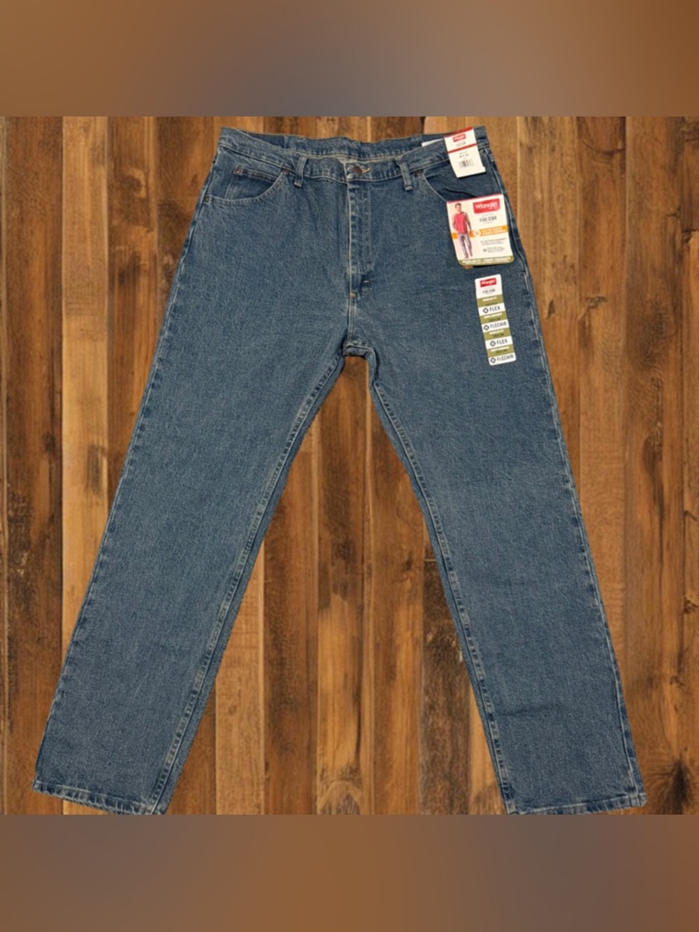 Wrangler Five Star Jeans 38x34 NWT Regular Fit Flex Blue Denim Men’s